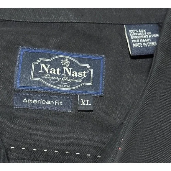 Nat Nast Silk Shirt Mens Limited Edition Design #307 Pour Stir Shake America Fit - Picture 5 of 9